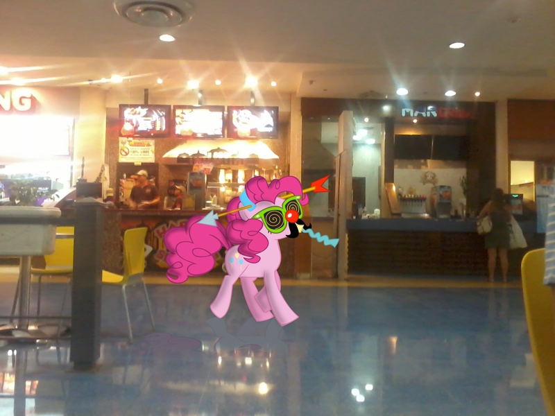 Size: 1600x1200 | Tagged: artist:usbac, derpibooru import, human, irl, irl human, mall, photo, pinkie pie, ponies in real life, restaurant, safe, tables, vector
