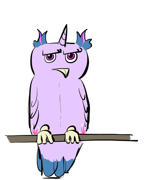 Size: 1088x1280 | Tagged: artist needed, bird, birdified, derpibooru import, owl, safe, simple background, solo, species swap, twilight sparkle, twilight sparkowl, unamused, upset, white background