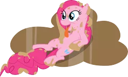 Size: 9841x6000 | Tagged: safe, artist:mactavish1996, derpibooru import, pinkie pie, the return of harmony, absurd resolution, chocolate milk, chocolate rain, puddle, simple background, solo, tongue out, transparent background, vector, wet mane
