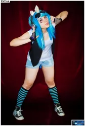 Size: 498x740 | Tagged: artist needed, cosplay, derpibooru import, human, irl, irl human, octavia melody, photo, plushie, safe, solo, vinyl scratch