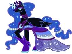 Size: 640x480 | Tagged: artist:fairiedragon999, clothes, dead source, derpibooru import, dress, gala dress, nightmare moon, safe, solo