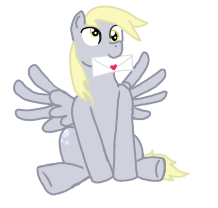 Size: 450x430 | Tagged: safe, artist:fairiedragon999, derpibooru import, derpy hooves, pegasus, pony, female, letter, mare, mouth hold, solo