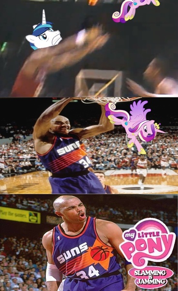 Size: 920x1500 | Tagged: charles barkley, derpibooru import, epic wife tossing, fastball special, princess cadance, safe, shining armor, slam jam, throw