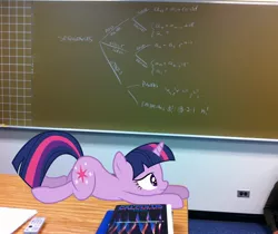 Size: 2300x1936 | Tagged: artist:daweioflife, book, calculus, chalkboard, classroom, derpibooru import, math, ponies in real life, safe, solo, table, twilight sparkle, vector