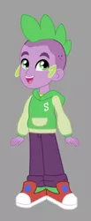 Size: 388x946 | Tagged: safe, artist:disfiguredstick, derpibooru import, spike, equestria girls, clothes, equestria girls-ified, human spike, male, pants, shoes, sneakers, solo