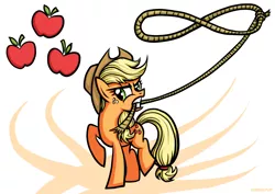 Size: 1754x1240 | Tagged: safe, artist:rambopvp, derpibooru import, applejack, lasso, mouth hold, rope, solo