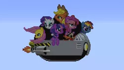 Size: 854x480 | Tagged: safe, artist:jeraldkintobor, derpibooru import, applejack, fluttershy, pinkie pie, rainbow dash, rarity, twilight sparkle, crossover, doctor eggman, image, mane six, minecraft, minecraft pixel art, pixel art, png, sonic the hedgehog, sonic the hedgehog (series)