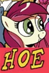 Size: 312x468 | Tagged: caption, derpibooru import, dissonant caption, expand dong, idw, image macro, roseluck, safe, solo, text, vulgar