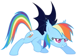 Size: 5000x3714 | Tagged: safe, artist:zee66, derpibooru import, rainbow dash, bat pony, pony, bat ponified, race swap, rainbowbat, simple background, slit eyes, solo, transparent background, vector