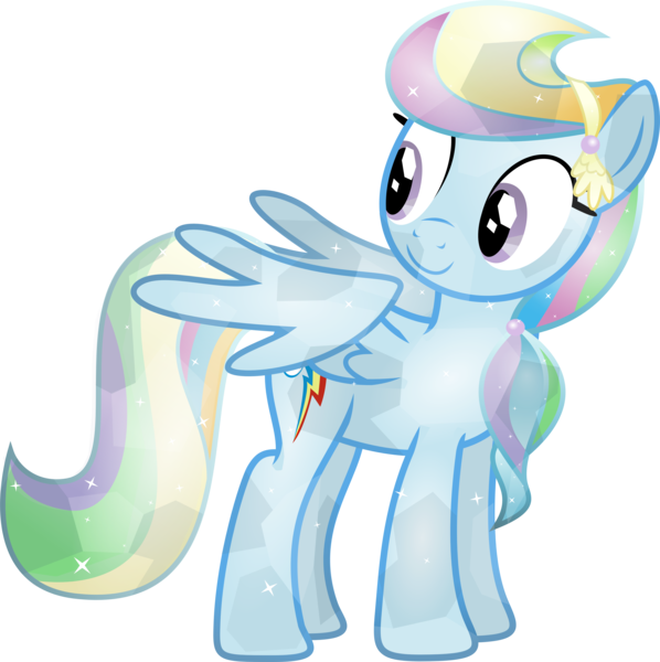 Size: 5486x5500 | Tagged: safe, artist:theshadowstone, derpibooru import, rainbow dash, crystal pony, pegasus, pony, .svg available, absurd resolution, alternate hairstyle, crystallized, simple background, solo, transparent background, vector, wings