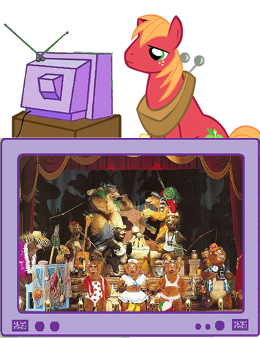 Size: 378x492 | Tagged: safe, derpibooru import, big macintosh, earth pony, pony, country bears, disney, disney world, exploitable meme, male, meme, obligatory pony, stallion, tv meme