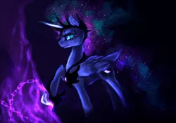 Size: 1066x749 | Tagged: artist:elkaart, derpibooru import, nightmare luna, nightmare moon, princess luna, safe, solo, transformation