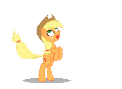 Size: 550x400 | Tagged: safe, artist:warpout, derpibooru import, applejack, pony, :d, animated, cowboy hat, cute, derp, hat, jumping, open mouth, pronking, silly, silly pony, simple background, smiling, solo, stetson, transparent background, who's a silly pony
