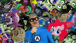 Size: 854x480 | Tagged: aquabats, cameo, cowboy android, derpibooru import, mc bat commander, pinkie pie, pony cameo, pony reference, safe, the aquabats! super show!, the hub, wingin' it