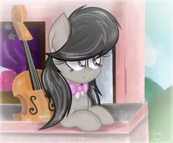 Size: 1808x1496 | Tagged: safe, artist:kristysk, derpibooru import, octavia melody, earth pony, pony, cello, female, mare, musical instrument, signature, solo