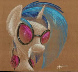 Size: 1280x1191 | Tagged: artist:getchanoodlewet, derpibooru import, headphones, portrait, safe, solo, traditional art, vinyl scratch