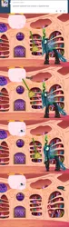 Size: 650x2125 | Tagged: artist:mixermike622, ask, broom, comic, derpibooru import, golden oaks library, monster pony, nope, oc, oc:fluffle puff, original species, queen chrysalis, safe, spiderpony, tumblr, tumblr:ask fluffle puff