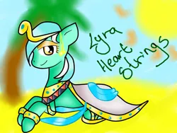 Size: 1600x1200 | Tagged: safe, artist:voidless-rogue, derpibooru import, lyra heartstrings, pony, unicorn, clothes, egypt, lidded eyes, looking at you, prone, smiling, solo