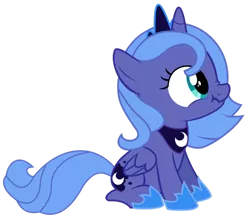 Size: 964x829 | Tagged: safe, artist:lightningbolt, derpibooru import, princess luna, pony, cute, filly, frown, looking up, nose wrinkle, scrunchy face, simple background, sitting, solo, transparent background, vector, woona