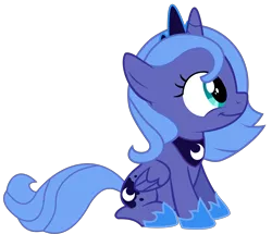 Size: 5000x4303 | Tagged: safe, artist:lightningbolt, derpibooru import, princess luna, alicorn, pony, absurd resolution, cute, filly, happy, simple background, sitting, solo, transparent background, vector, woona