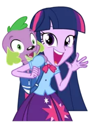 Size: 325x456 | Tagged: safe, derpibooru import, spike, twilight sparkle, equestria girls, dash for the crown, equestria girls prototype, game, simple background, so fucking happy, transparent background, vector