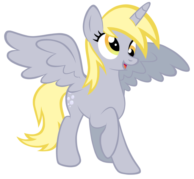 Size: 5000x4603 | Tagged: safe, artist:fedumedu, derpibooru import, derpy hooves, alicorn, pony, absurd resolution, derpicorn, female, mare, princess derpy, raised hoof, simple background, solo, this will end in tears, this will end in tears and/or death, transparent background, vector, xk-class end-of-the-world scenario