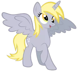 Size: 5000x4603 | Tagged: safe, artist:fedumedu, derpibooru import, derpy hooves, alicorn, pony, absurd resolution, derpicorn, female, mare, princess derpy, raised hoof, simple background, solo, this will end in tears, this will end in tears and/or death, transparent background, vector, xk-class end-of-the-world scenario