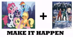 Size: 750x392 | Tagged: safe, derpibooru import, applejack, fluttershy, pinkie pie, rainbow dash, rarity, twilight sparkle, exploitable meme, make it happen, mane six, meme, meta, super mario bros.