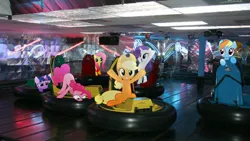 Size: 1920x1080 | Tagged: applejack, artist:mr-kennedy92, bumper cars, derpibooru import, fluttershy, irl, mane six, photo, pinkie pie, ponies in real life, rainbow dash, rarity, safe, twilight sparkle, vector