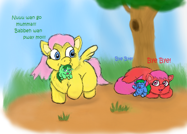 Size: 652x469 | Tagged: safe, artist:mr tiggly the wiggly walnut, derpibooru import, fluttershy, fluffy pony, fluffspeak, fluffy family, fluffy pony foals, fluffy pony mother, fluffyshy, hugbox, image, png