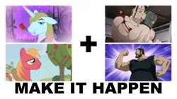 Size: 1280x720 | Tagged: safe, derpibooru import, big macintosh, prince blueblood, earth pony, pony, alex louis armstrong, exploitable meme, fma, fullmetal alchemist, make it happen, male, manliness, manly, meme, sig curtis, stallion