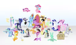 Size: 4800x2850 | Tagged: safe, artist:thecheeseburger, derpibooru import, apple bloom, applejack, berry punch, berryshine, carrot top, derpy hooves, doctor whooves, fluttershy, golden harvest, octavia melody, pinkie pie, princess cadance, princess celestia, princess luna, princess skyla, rainbow dash, rarity, scootaloo, shining armor, spike, sweetie belle, time turner, twilight sparkle, twilight sparkle (alicorn), vinyl scratch, alicorn, bat pony, bat pony alicorn, changeling, changepony, cyborg, donkey, genie, hybrid, pony, vampire, artificial wings, augmented, ballerina, bathrobe, bored, box, cape, cardboard box, carrot, clothes, coffee, corrupted, costume, crown, cup, cutie mark crusaders, dentist, derp, drill, drink, embarrassed, evil, face mask, facehoof, female, floating, geniefied, glasses, goggles, group shot, gypsy pie, hippie, insanity, lazy, madame pinkie, magic, mane seven, mane six, mare, mechanical wing, mug, ninja, offspring, peace sign, peace symbol, queen, rich, robe, romani, scroll, shenanigans, skirt, snaplestia, species swap, straitjacket, super saiyan, swirly glasses, telekinesis, throne, tired, upside down, usurpation, wet mane, wings, yay