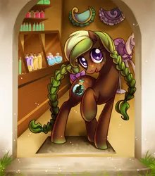 Size: 700x794 | Tagged: artist:shinepawpony, derpibooru import, door, oc, safe, shop, shopkeeper, solo, store, unofficial characters only