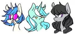 Size: 1161x515 | Tagged: safe, artist:ghost, derpibooru import, lyra heartstrings, octavia melody, vinyl scratch, earth pony, pony, unicorn, bust, no pupils, portrait, simple background, trio, white background