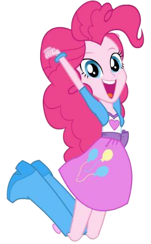 Size: 304x492 | Tagged: safe, derpibooru import, pinkie pie, equestria girls, balloon, boots, bracelet, clothes, dash for the crown, equestria girls prototype, game, happy, high heel boots, jewelry, jumping, skirt, solo
