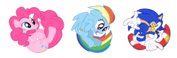 Size: 600x199 | Tagged: artist:snicketbar, crossover, derpibooru import, gotta go fast, pinkie pie, rainbow dash, rolling, safe, simple background, sonic the hedgehog, sonic the hedgehog (series), spin dash, transparent background, vector