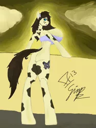Size: 700x930 | Tagged: suggestive, artist:thefimp, derpibooru import, oc, unofficial characters only, anthro, cow pony, anthro oc, ass, big breasts, breasts, butt, commission, female, huge breasts, image, impossibly large breasts, png, solo, solo female