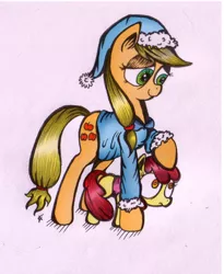 Size: 1163x1420 | Tagged: apple bloom, applejack, apple siblings, artist:inky-draws, clothes, comforting, derpibooru import, hat, night, nightcap, nightmare, pajamas, safe