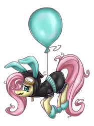 Size: 800x1067 | Tagged: artist:fallenzephyr, balloon, clothes, dangerous mission outfit, derpibooru import, fluttershy, safe, solo