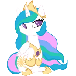 Size: 1000x1000 | Tagged: dead source, safe, artist:j-j-kuro, derpibooru import, princess celestia, alicorn, pony, chibi, crown, cute, cutelestia, female, hoof shoes, jewelry, mare, peytral, regalia, simple background, sitting, solo, transparent background