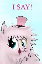 Size: 347x522 | Tagged: safe, artist:gennbu, derpibooru import, edit, oc, oc:fluffle puff, unofficial characters only, dapper as buck, fancy, hat, i say, monocle, moustache, photoshop, solo, top hat, warfstache