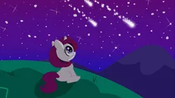 Size: 1277x720 | Tagged: artist:nommienom, cover, cover art, derpibooru import, filly, night, safe, shooting star, shooting stars, solo, stargazing