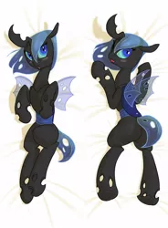 Size: 734x1000 | Tagged: artist:carnifex, blue changeling, body pillow, body pillow design, changeling, changeling oc, changeling queen, changeling queen oc, derpibooru import, female, oc, oc:myxine, plot, safe, unofficial characters only