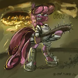 Size: 1280x1280 | Tagged: semi-grimdark, artist:alumx, derpibooru import, cheerilee, earth pony, pony, apocalypse, solo