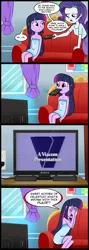 Size: 713x2000 | Tagged: safe, artist:madmax, derpibooru import, edit, rarity, twilight sparkle, equestria girls, closing logo, comic, exploitable meme, meme, obligatory pony, take that, tv meme, v of doom, viacom, what's wrong with this place, youtube link