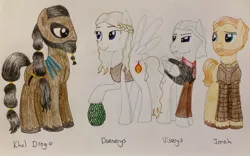 Size: 1024x640 | Tagged: artist:qemma, a song of ice and fire, daenerys targaryen, derpibooru import, dragon egg, game of thrones, jorah mormont, khal drogo, safe, viserys targaryen