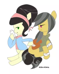 Size: 573x711 | Tagged: safe, artist:n30n-h34rts, derpibooru import, daring do, oc, earth pony, pegasus, pony, female, mare