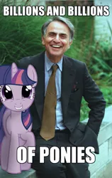 Size: 711x1125 | Tagged: astronomy, bronybait, carl sagan, derpibooru import, grin, human, image macro, irl, irl human, photo, ponies in real life, safe, smiling, so much pony, twilight sparkle