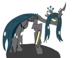 Size: 1024x796 | Tagged: artist:iados, changeling, changeling queen, crossover, derpibooru import, female, necron, queen chrysalis, raised hoof, safe, simple background, solo, transparent background, warhammer 40k, warhammer (game)