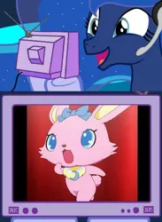 Size: 439x600 | Tagged: safe, derpibooru import, princess luna, alicorn, pony, rabbit, animal, anime, exploitable meme, female, jewelpet, luna (jewelpet), mare, meme, obligatory pony, sanrio, sega, tv meme